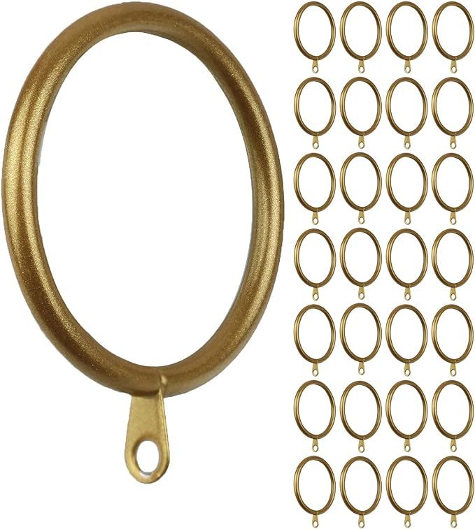 Meriville 28 pcs Gold 1.5-Inch Inner Diameter Metal Curtain Rings with Eyelets, Fits Up to 1 1/4-... | Amazon (US)