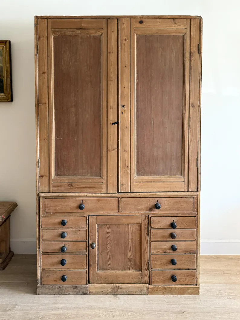 Antique English Pine Housekeeper Cupboard | Etsy (US)