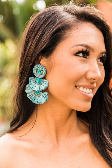 Fan The Flames Earrings Aqua | The Pink Lily Boutique