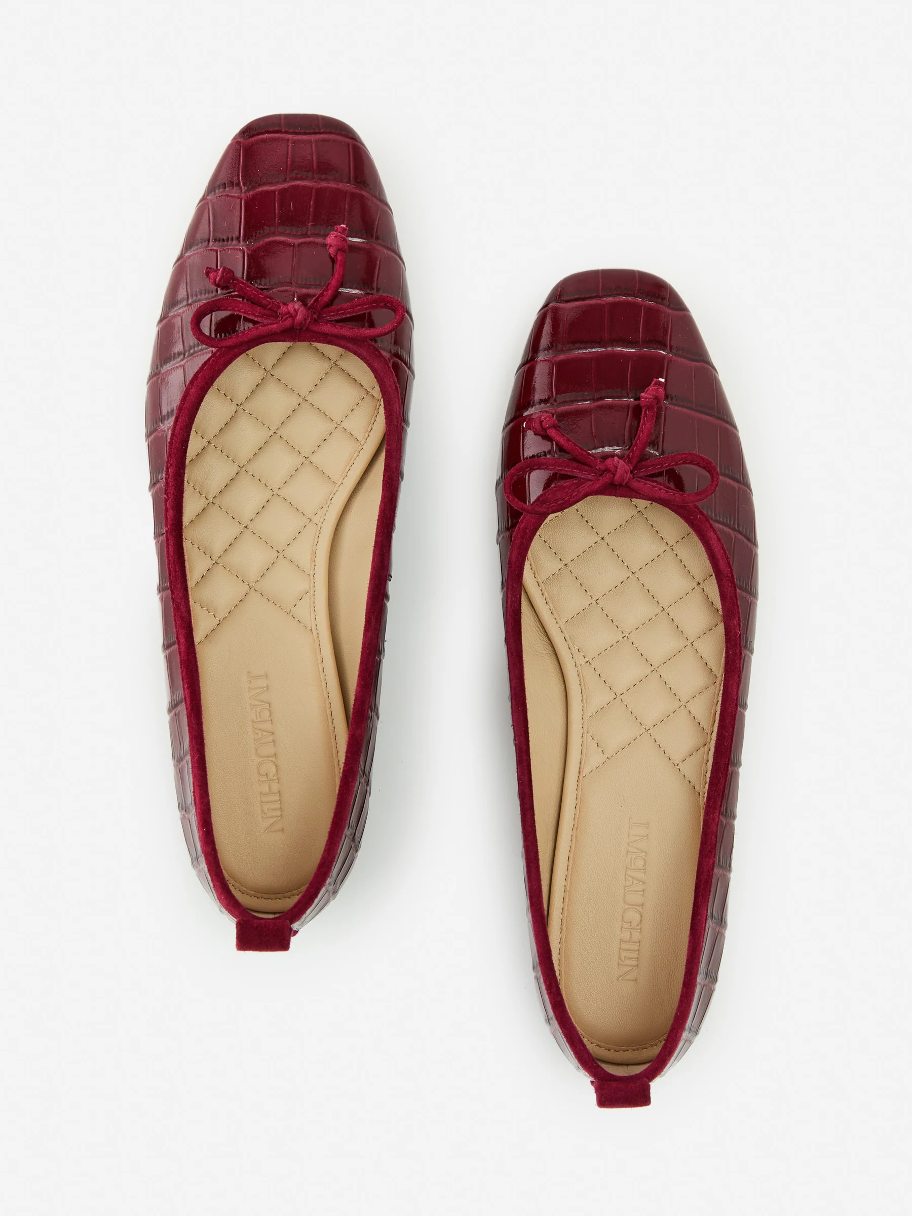 Anastasia Embossed Leather Flats in Crocodile | J.McLaughlin