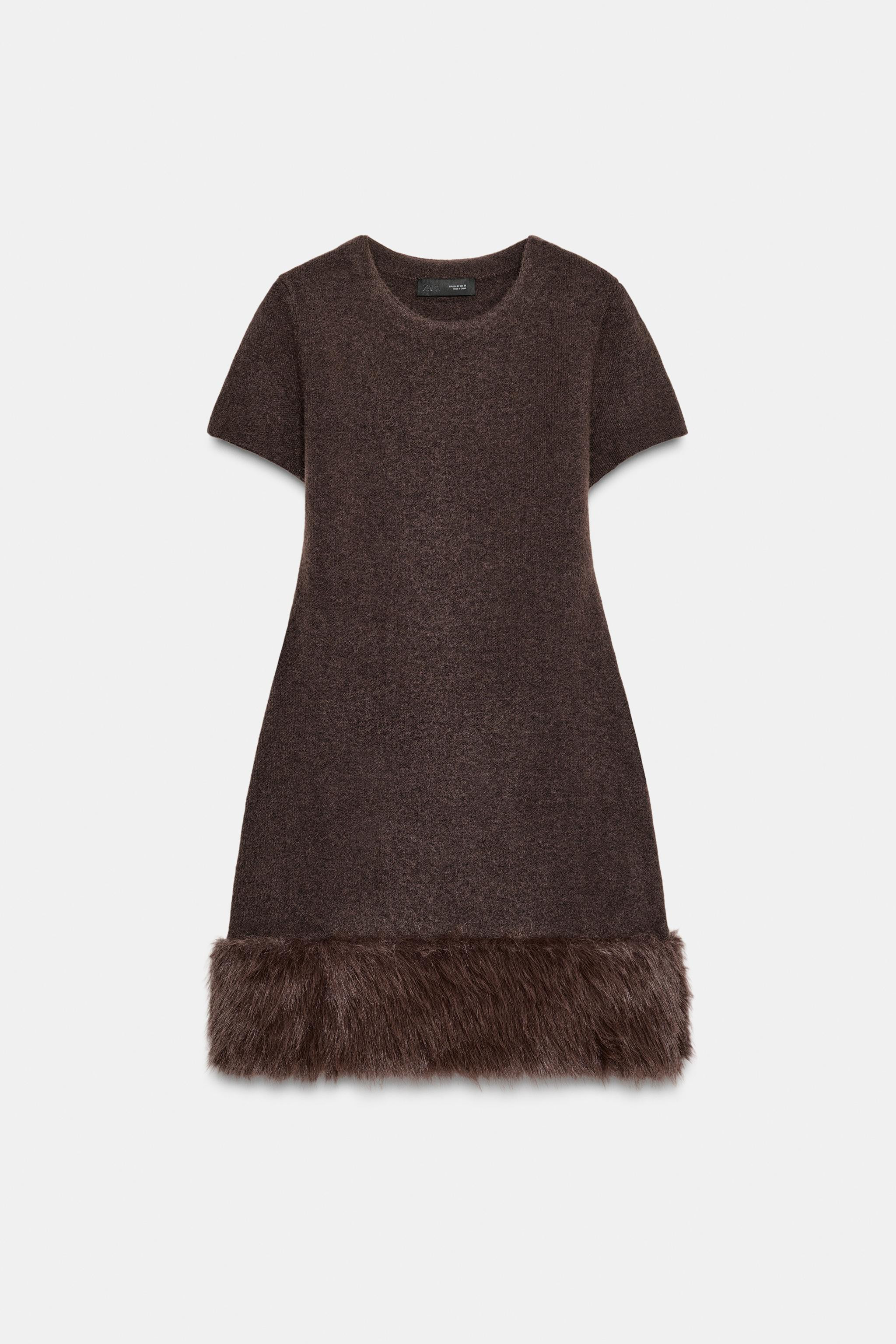 FAUX FUR KNIT DRESS | Zara US