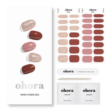 Ohora Semi Cured Gel Nail Strips (N HEI-Mish) - Works with Any Nail Lamps Salon-Quality Long Lasting Easy to Apply & Remove - Includes 2 Prep Pads Nail File & Wooden Stick - Glitter | Walmart (US)