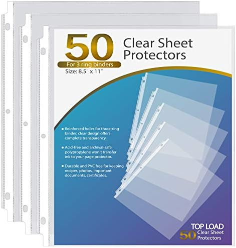 KTRIO Sheet Protectors 8.5 x 11 inch Clear Page Protectors for 3 Ring Binder, Plastic Sleeves for... | Amazon (US)