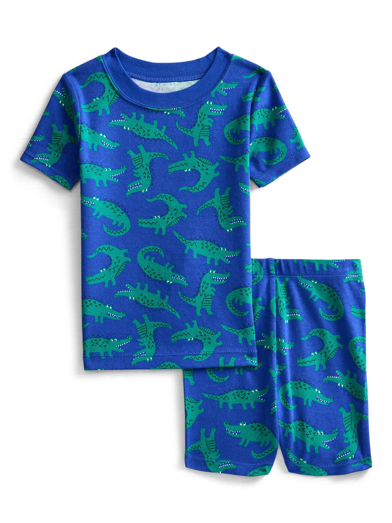 Wonder Nation Toddler Boys Printed Tee & Shorts, 2-Piece Cotton Pajama Set, Sizes 12M-5T - Walmar... | Walmart (US)