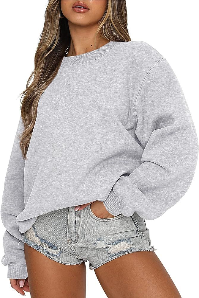 ANRABESS Women's Long Sleeve Sweatshirt Casual Crewneck Loose Fit Pullover Hoodie Fleece Fall Tops | Amazon (US)