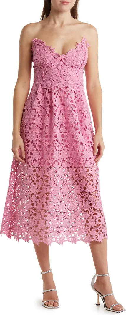 Anaya Sweetheart Strapless Lace Midi Dress | Nordstrom Rack