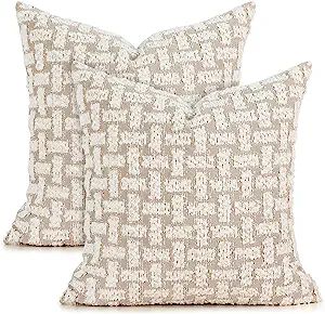 howdy textile Set of 2 Boucle Pillow Covers 18x18 Decorative Boucle Pillow Cover for Couch Sofa B... | Amazon (US)