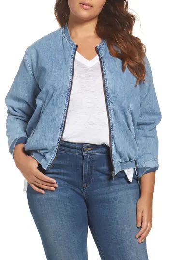 Plus Size Women's Lucky Brand Denim Bomber Jacket, Size 1X - Blue | Nordstrom