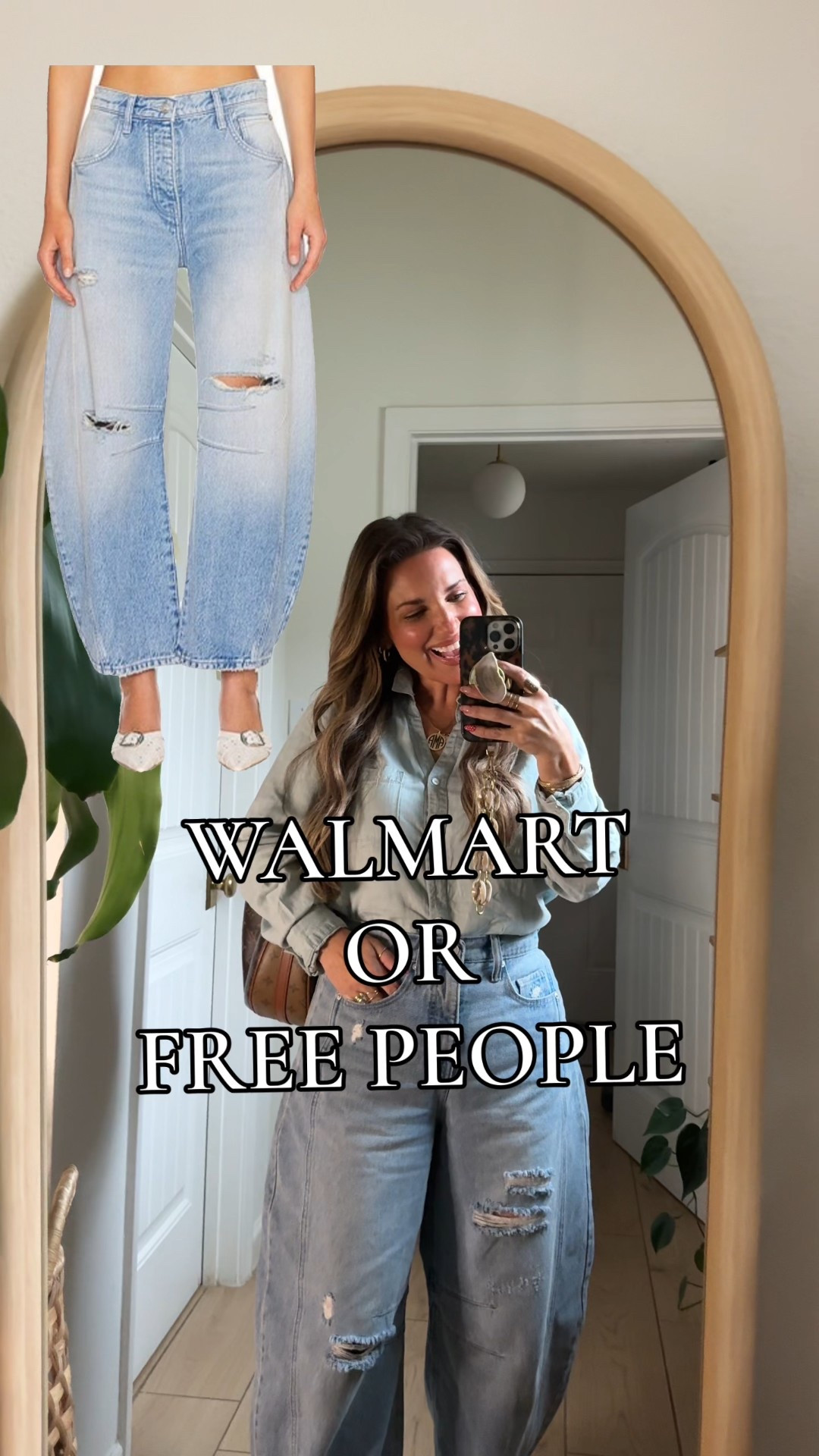 I’m a FP barrel Jean fanatic and these are thee best look for less!!! Only $28 👀👀 instead of $98!!!!
Fit identical and I actually like the waist better. Walmart nailed it!!!!
Wearing my true size 6. 

#LTKPetite #LTKOver40 #LTKmomlife
