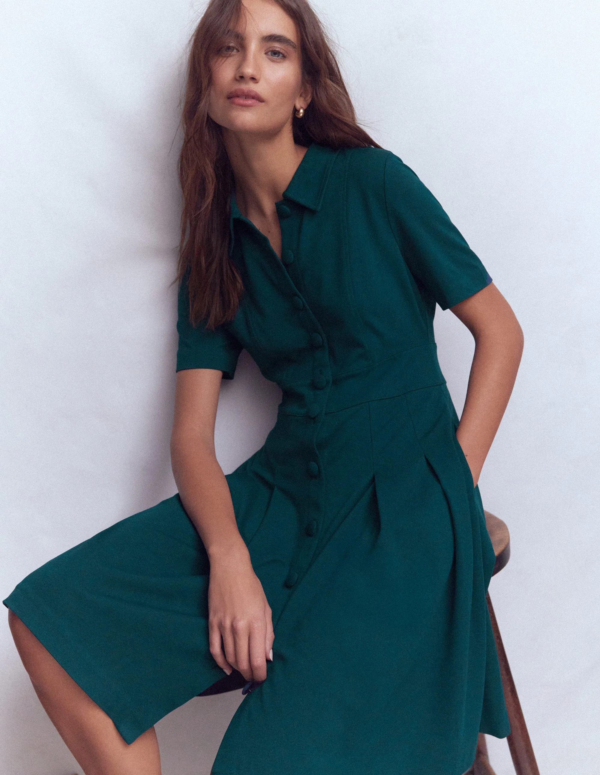 Bridget Ponte Short Dress-Midnight Teal | Boden (US)