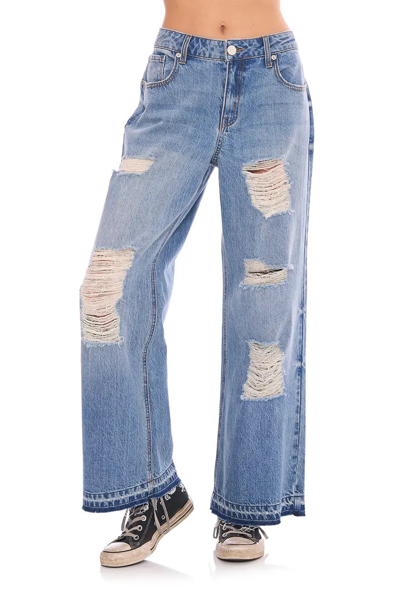 Prosperity Denim Destroyed High Waist Nonstretch Wide Leg Jeans | Nordstrom | Nordstrom