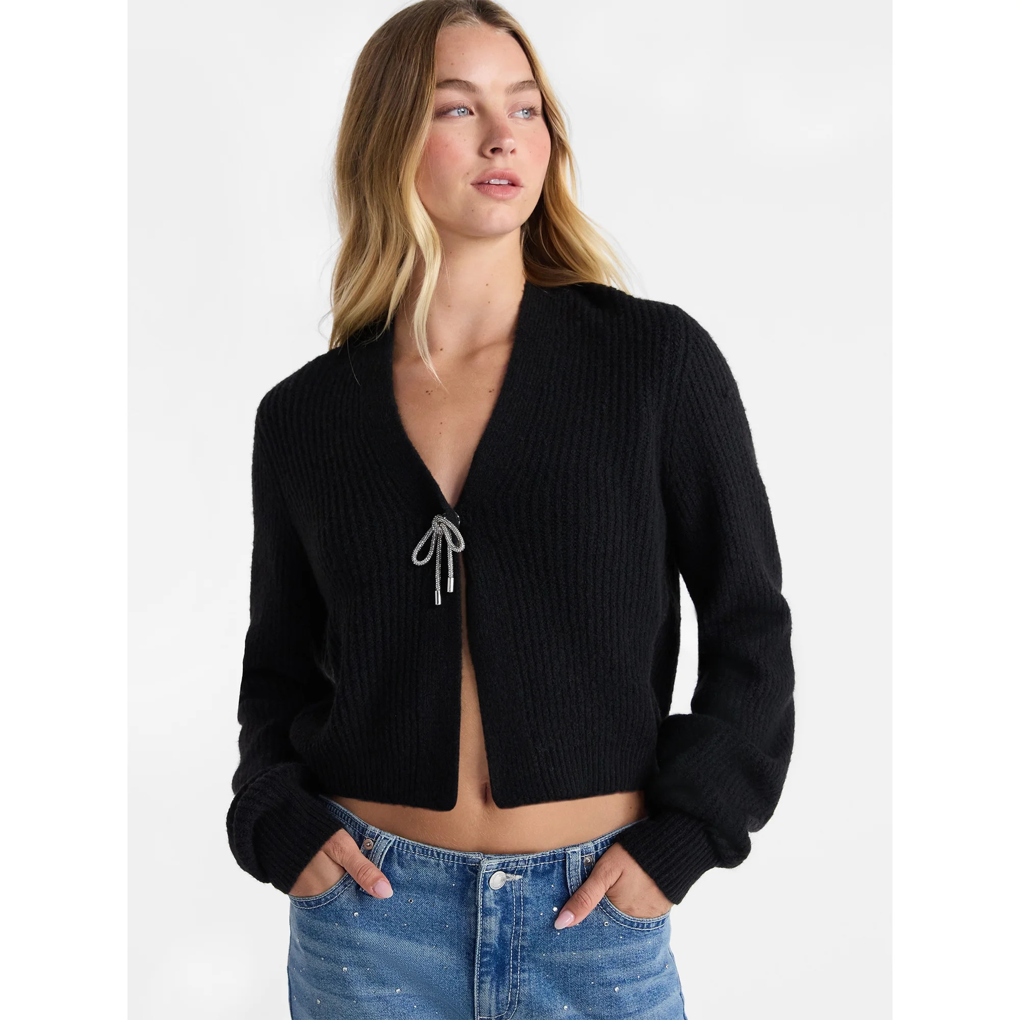 No Boundaries Bow Cardigan, Midweight, Women’s | Walmart (US)