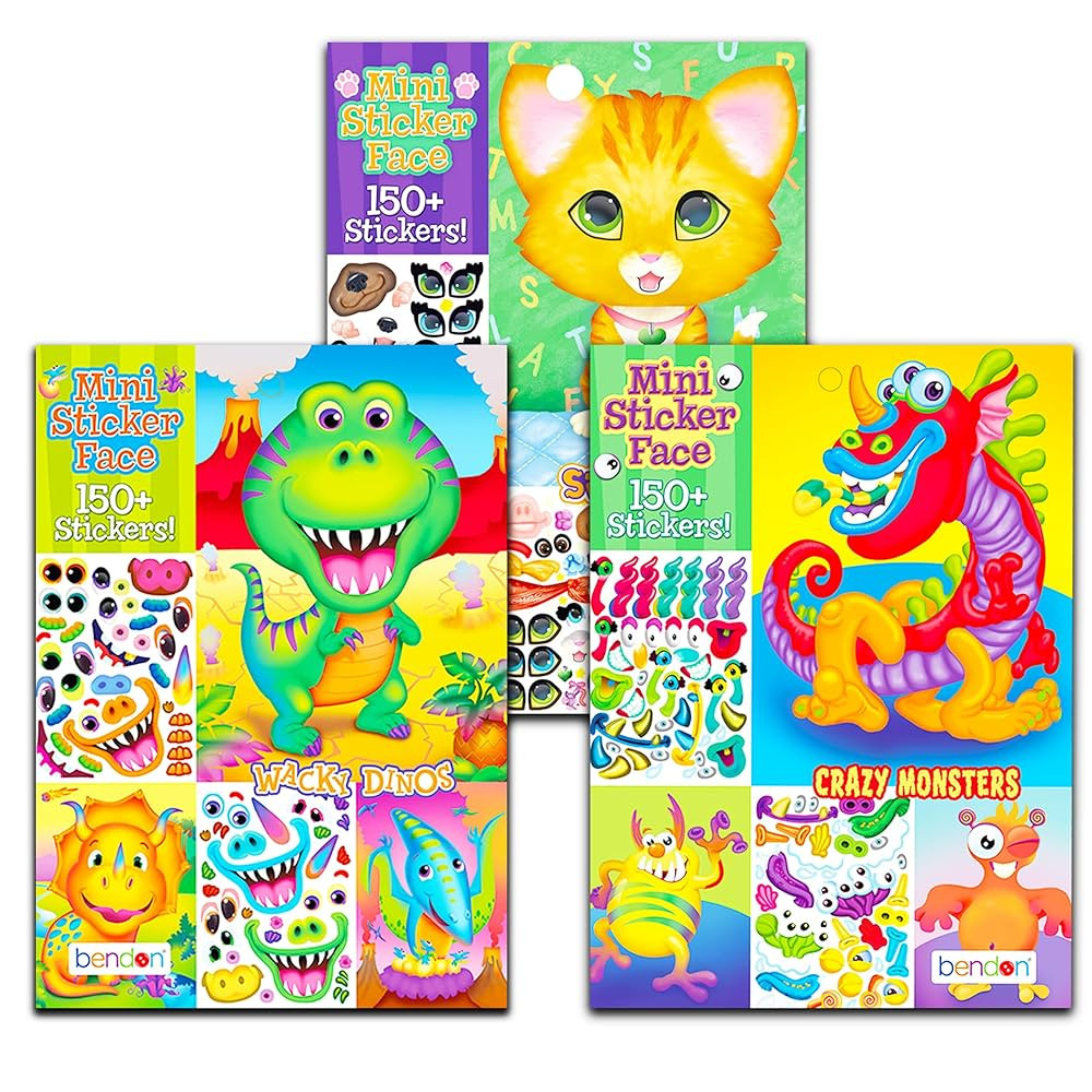Make a Face Sticker Books for Kids - Bundle with 3 Sticker Face Books with 450+ Stickers Featurin... | Amazon (US)