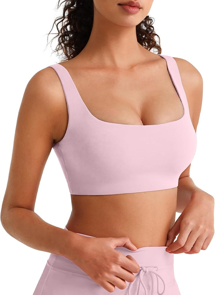 G4Free BareFeel Non Padded Square Neck Sports Bra for Women - Wireless U Back Crop Tank Tops Yoga... | Amazon (US)