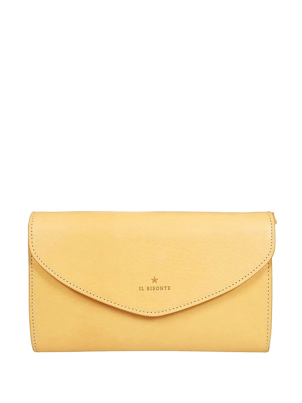 Il Bisonte buttoned-flap leather clutch - Yellow | Farfetch Global
