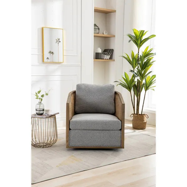 Swivel Barrel Chair, Accent Chair,360 Degree Swivel Barrel Chair ,Grey | Bed Bath & Beyond