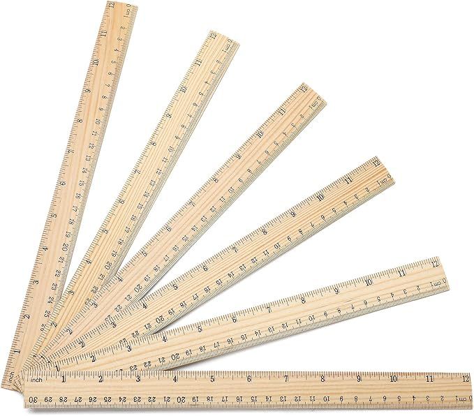 25 Pack Wooden Ruler 12 Inch Rulers Bulk Wood Measuring Ruler Office Ruler 2 Scale | Amazon (US)
