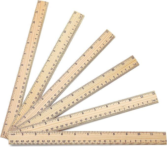 25 Pack Wooden Ruler 12 Inch Rulers Bulk Wood Measuring Ruler Office Ruler 2 Scale | Amazon (US)