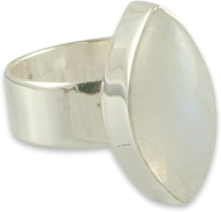 NOVICA Artisan Handmade Rainbow Moonstone Solitaire Ring Modern Sterling Silver Clear Single Indi... | Amazon (US)