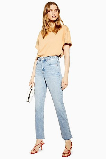 Petite Bleach Raw Hem Straight Leg Jeans - Bleach Stone | Topshop US