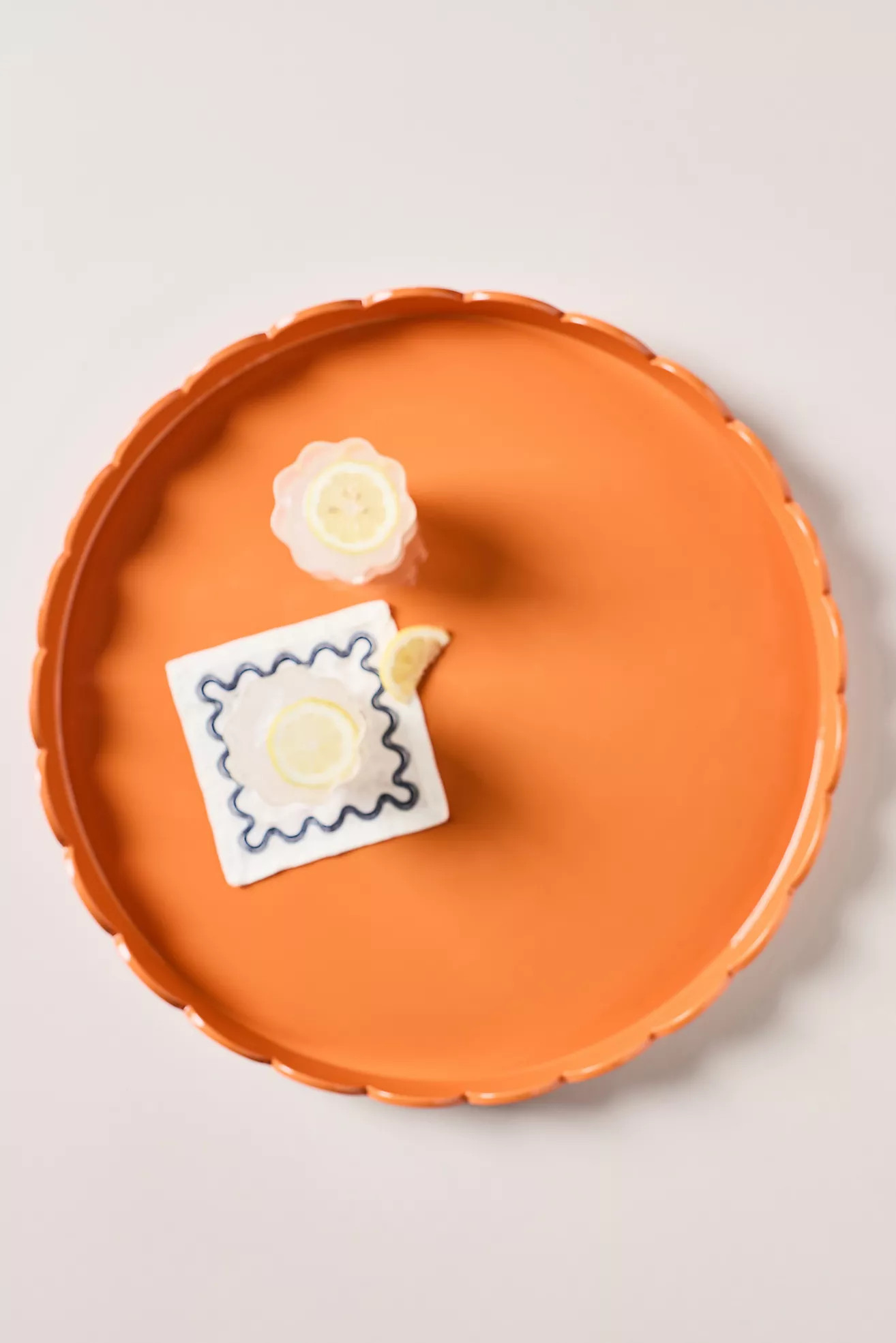 Addison Ross Orange Lacquered Round Scallop Tray | Anthropologie (US)
