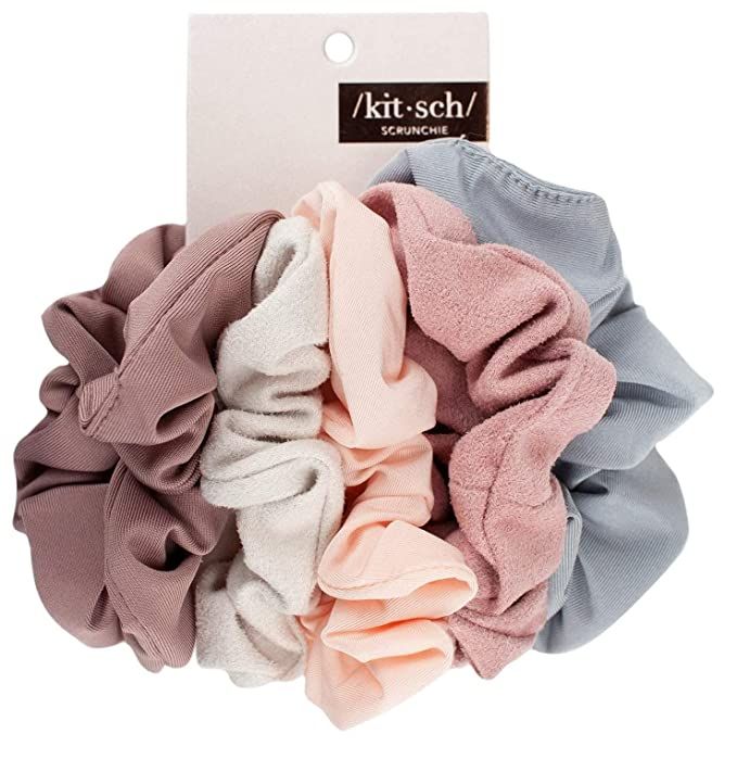 Kitsch Matte Scrunchies for Hair, Hair Scrunchies for Women, Soft Scrunchy Hair Bands, 5 Pack (Bl... | Amazon (US)