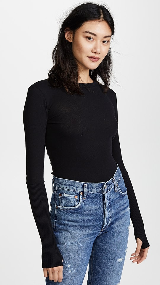 Enza Costa Cuffed Crew Neck Top | SHOPBOP | Shopbop