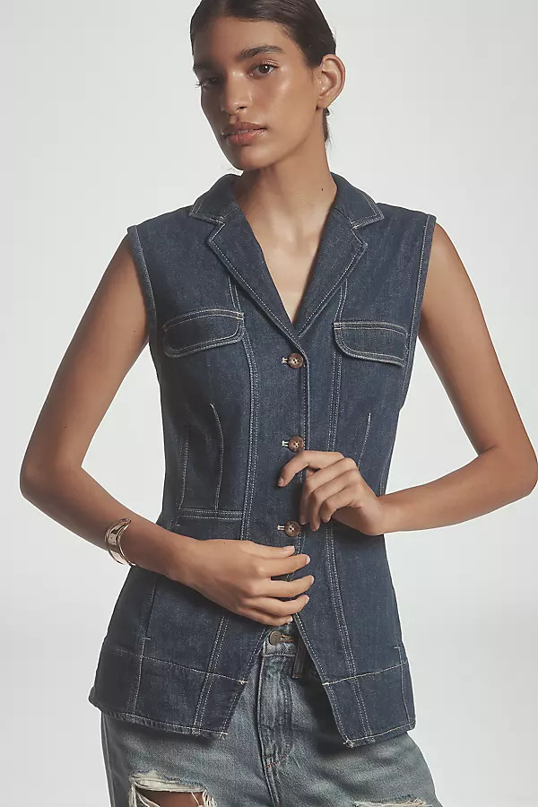 Pilcro Longline Denim Vest | Anthropologie (US)