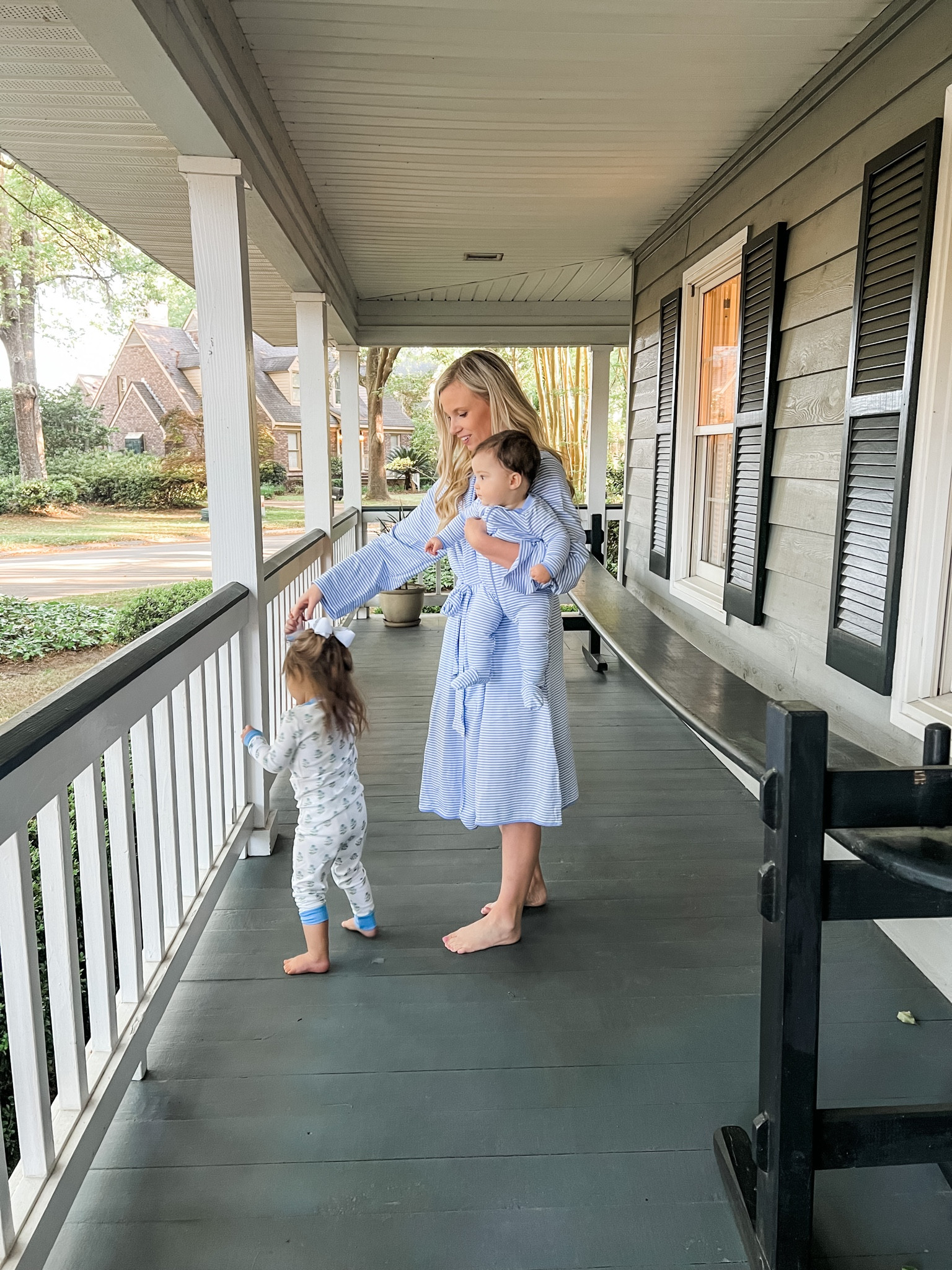 Slow mornings in Charleston are the best mornings 🤍 granted this was the day after a very un-slow morning aka the Cooper River Bridge run🏃🏼‍♀️(scroll for proof) but we always enjoy the time with my grandmother who still lives there. I have sat on this joggling board more times than I can count and sharing that early morning memory with my pajama babies is too precious, and I personally think matching Jammie’s makes everything a little more precious 💙 everything is linked in the link in my profile as well! 

#LTKfamily #LTKkids