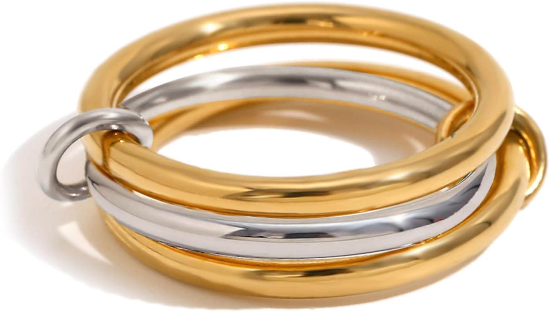 Interlocking Stackable Rings for Women Link Ring that Don't Tarnish 14K Dainty Stackable Thumb Kn... | Amazon (US)