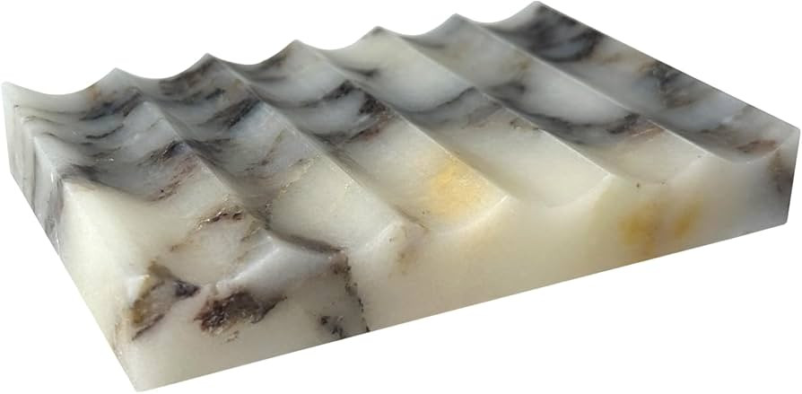 Natural Marble Soap Dish Rectangle Stone Soap Sponge Holder Tray for Bathroom, Kitchen, Sink (Cal... | Amazon (US)