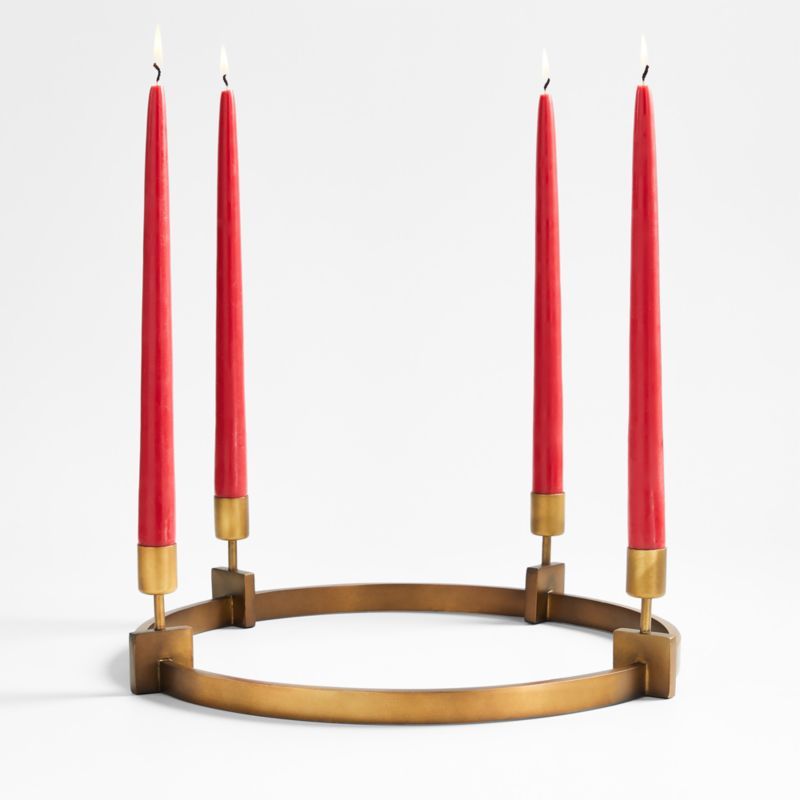 Lys Holiday Metal Taper Candle Holder Centerpiece | Crate & Barrel | Crate & Barrel