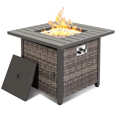 Nuu Garden 29.92-in W 50000 Maximum BTUs Iron Square Liquid propane Fire pit table | Lowe's