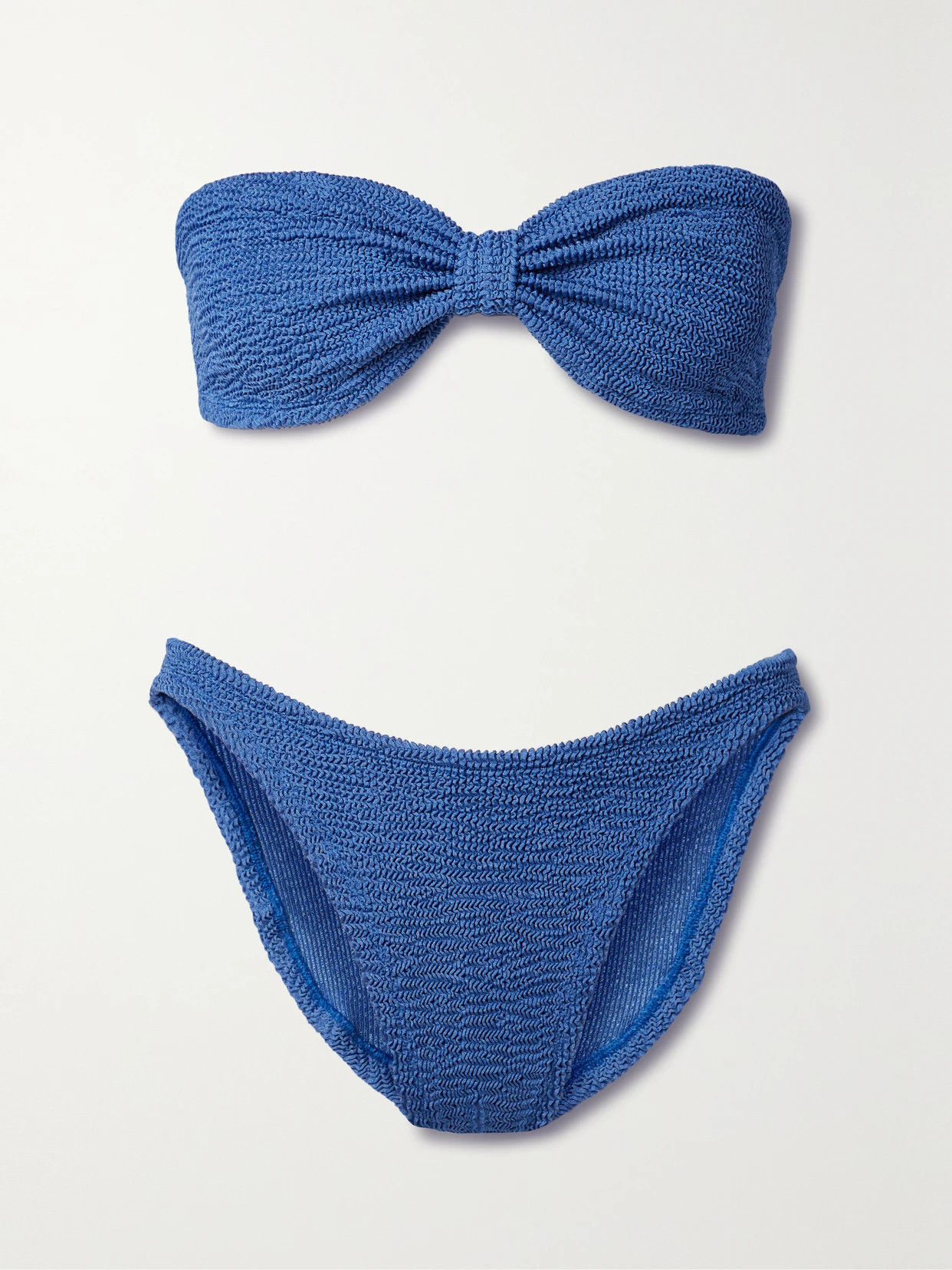 Hunza G - Jean Seersucker Bandeau Bikini - Blue | NET-A-PORTER (US)
