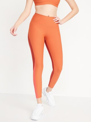 High-Waisted PowerSoft Color-Block 7/8-Length Compression Leggings for Women | Old Navy (US)