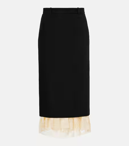 Wool lace-trimmed midi skirt | Mytheresa (INTL)