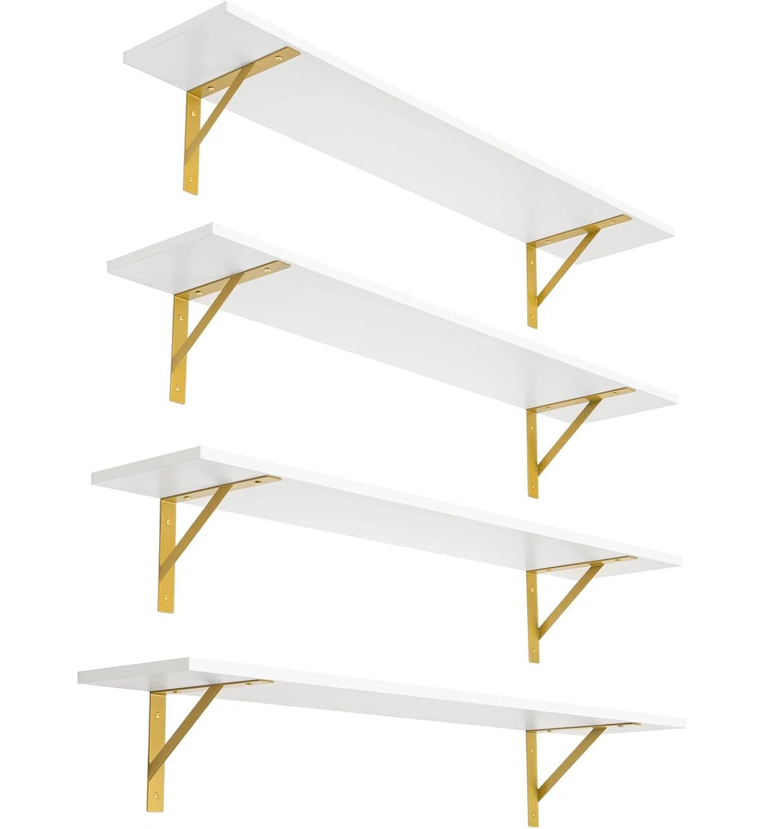 Extra Long Wall Mounted Shelves Set Of 4 With Heavy Duty Metal Brackets, Large Floating Shelves F... | Wayfair North America