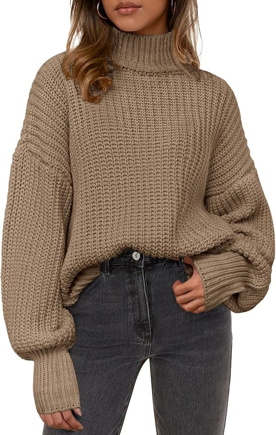 PRETTYGARDEN Fall Oversized Sweaters for Women 2025 Chunky Knit Long Sleeve Turtle Neck Pullover ... | Amazon (US)