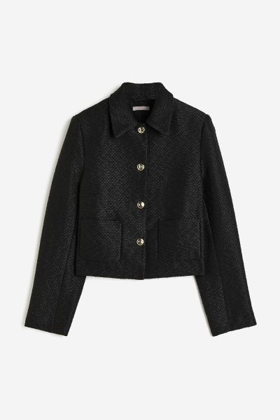 Textured jacket - Black - Ladies | H&M GB | H&M (UK, MY, IN, SG, PH, TW, HK)
