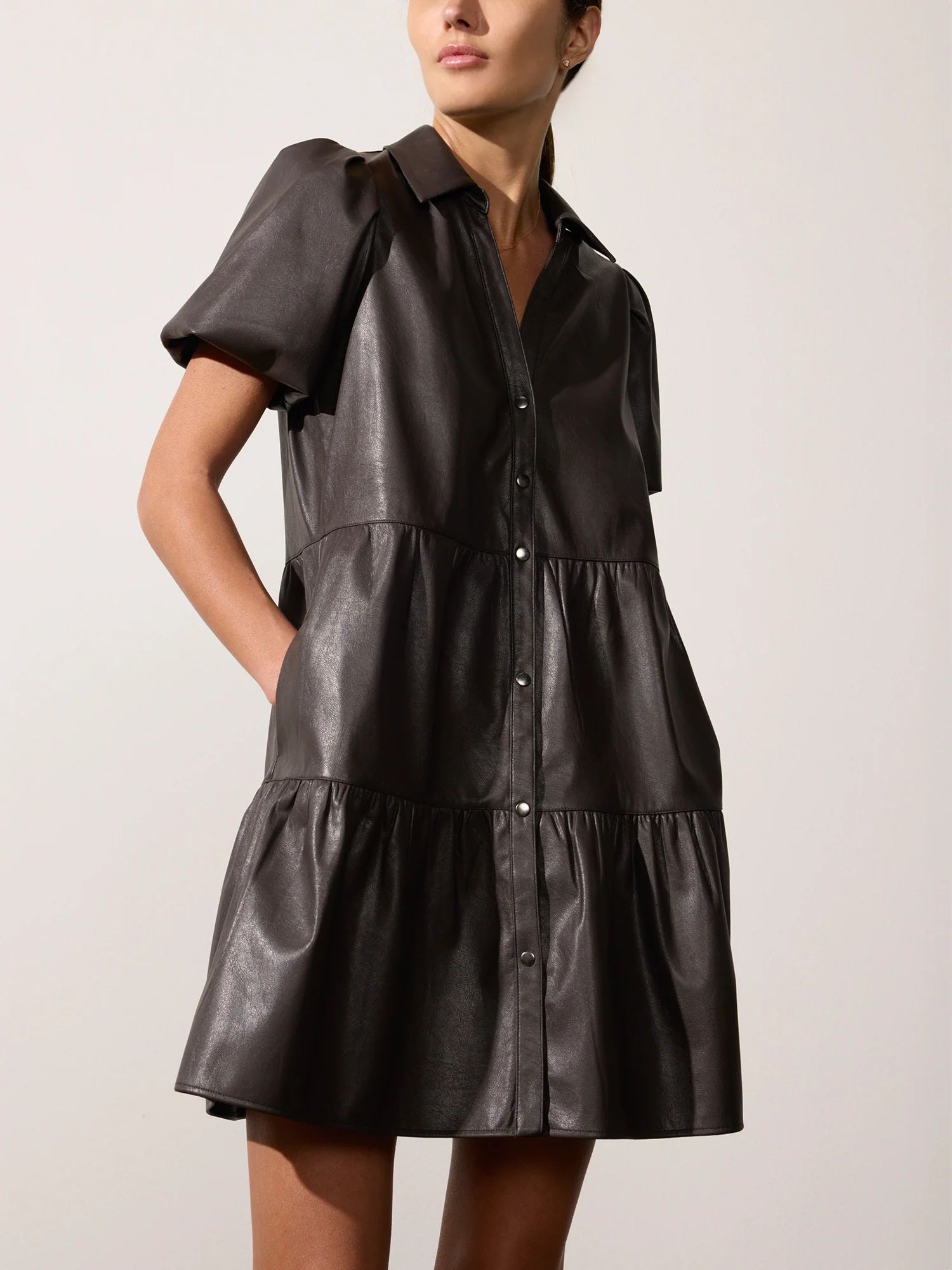 Women's Havana Vegan Leather Mini Dress in Timber | Brochu Walker | Brochu Walker