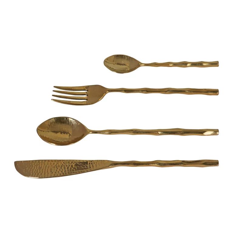 De Kulture Handmade Pure Brass 4 Pieces Cutlery Set, Premium Deluxe Tableware Classic Gold Burnis... | Walmart (US)
