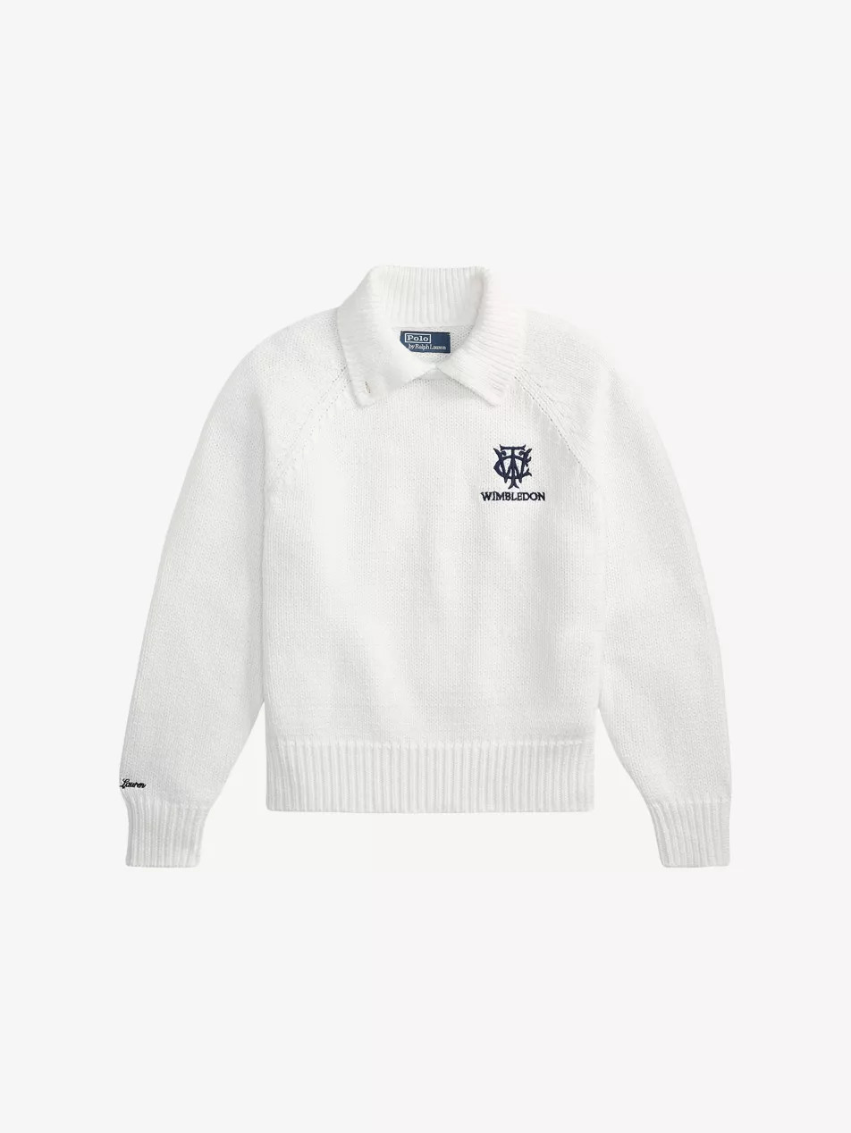 Polo Ralph Lauren x Wimbledon Logo-Embroidered Cotton Jumper | Selfridges