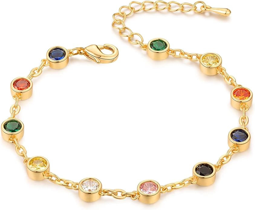 Gold Muiltcolor Crystal Gemstones Bracelet Inspired Music Lover Fans Gift | Amazon (US)