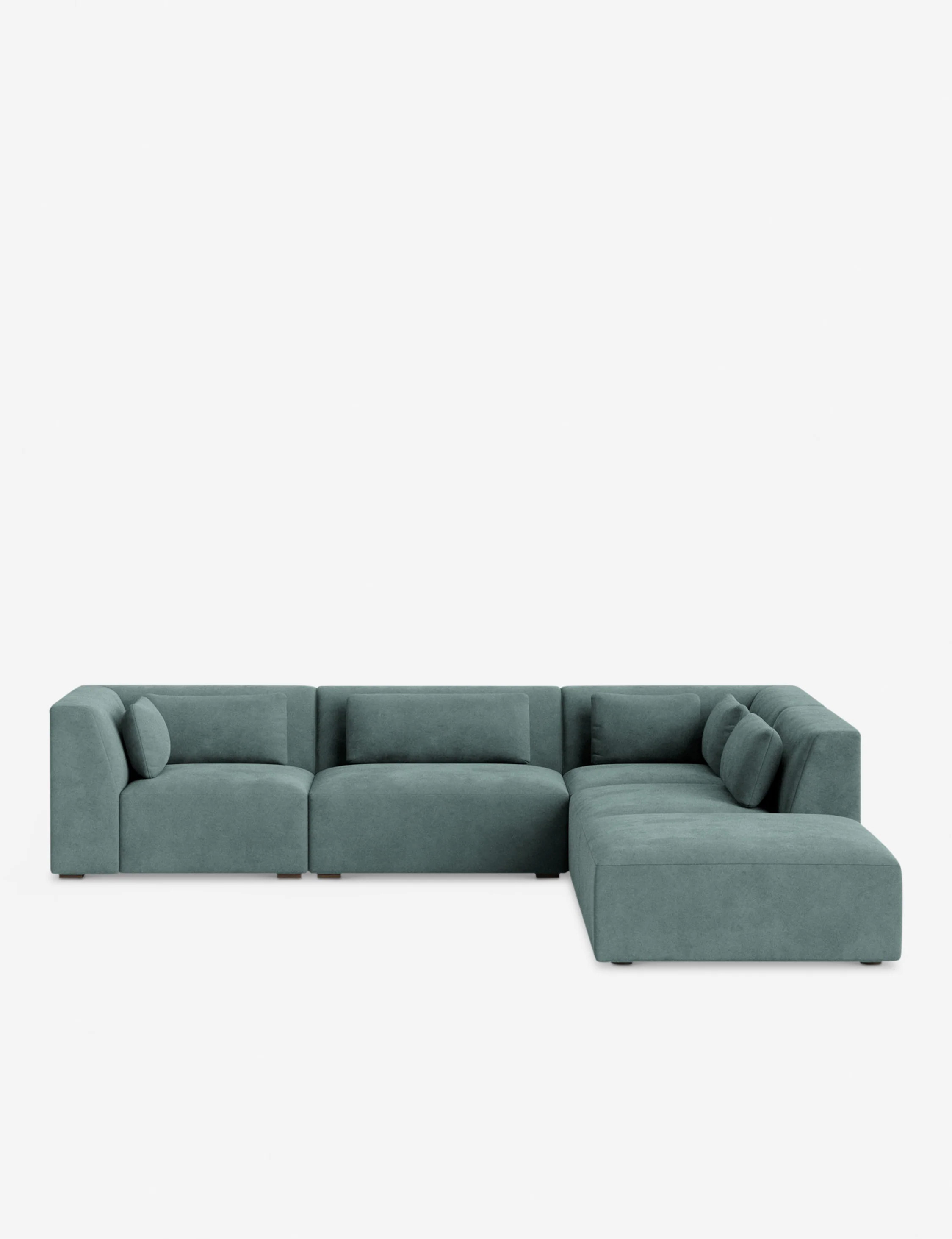 Koh Modular Sectional Sofa With Ottoman, Seaglass Vintage Velvet | Lulu and Georgia 