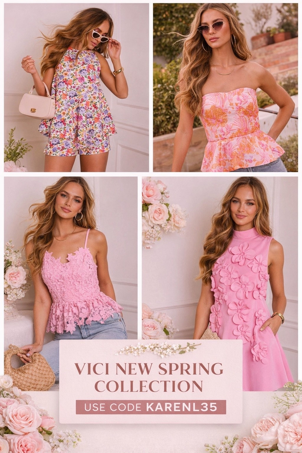 
⸻

Spring just arrived at VICI and the florals are EVERYTHING 🌷✨
So many flattering fits, pretty textures, and easy pieces you can dress up or down.

Use code KARENL35 for 35% off your order 🤍
Happy shopping, beauties!

#vicicollection #springstyle #ltkunder100 #florallook #femininefashion


#LTKSeasonal #LTKootd #LTKSaleAlert