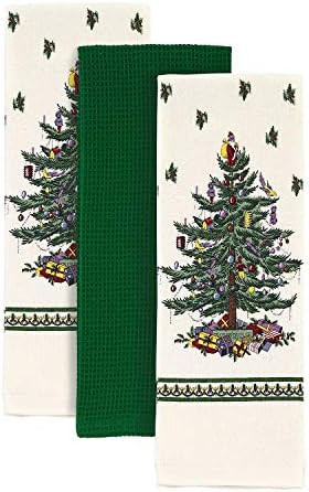 Spode - 3pc Towel Set, Soft & Absorbent Cotton Kitchen Towels, Holiday Home Decor Christmas Tree ... | Amazon (US)