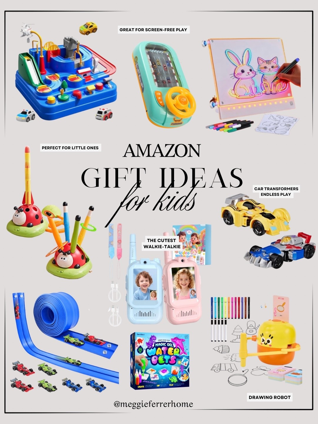 Kids’ gift ideas that spark creativity, focus, and screen-free play 🎁
These are the crowd-favorites that keep little ones busy, engaged, and giggling — from toddlers to big kids ✨

Drawing robot, magic gel water art, cutest walkie-talkies, race track, ladybug pogo jumpers, LED tracing board, car transformers, and more… so many fun options that encourage play + imagination without a tablet in sight 🤌

#LTKGiftGuide #KidsGifts #AmazonKids #ScreenFreePlay #HolidayGiftIdeas

#LTKGiftGuide #LTKFindsUnder50 #LTKSaleAlert