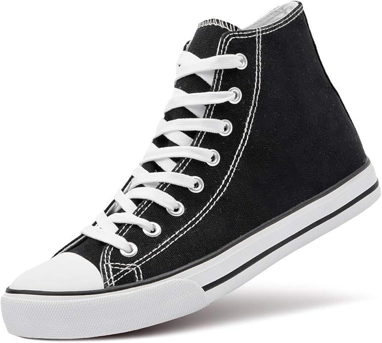 Amazon.com | ZGR Men’s High Top Canvas Sneakers Lace Up Classic Casual Walking Shoes (Black,US9... | Amazon (US)