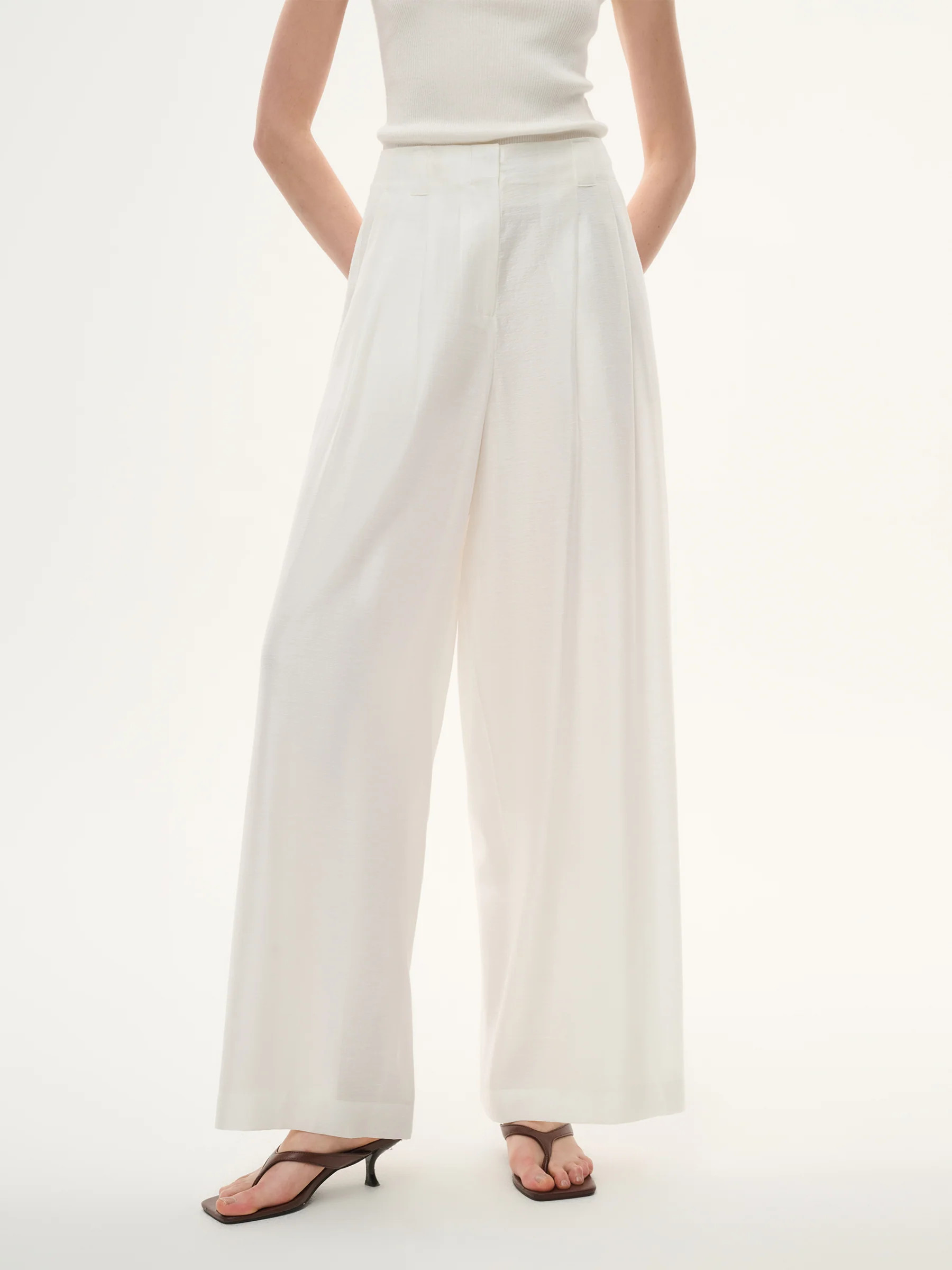 Tencel-Acetat-Leinen-Mischung Damen Hose mit geradem Bein | GOELIA