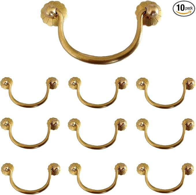 Txinmin 10 Pack Traditional Bail Cabinet Hardware Handle Pull Antique Brass Drawer Pull, 3-3/20 I... | Amazon (US)